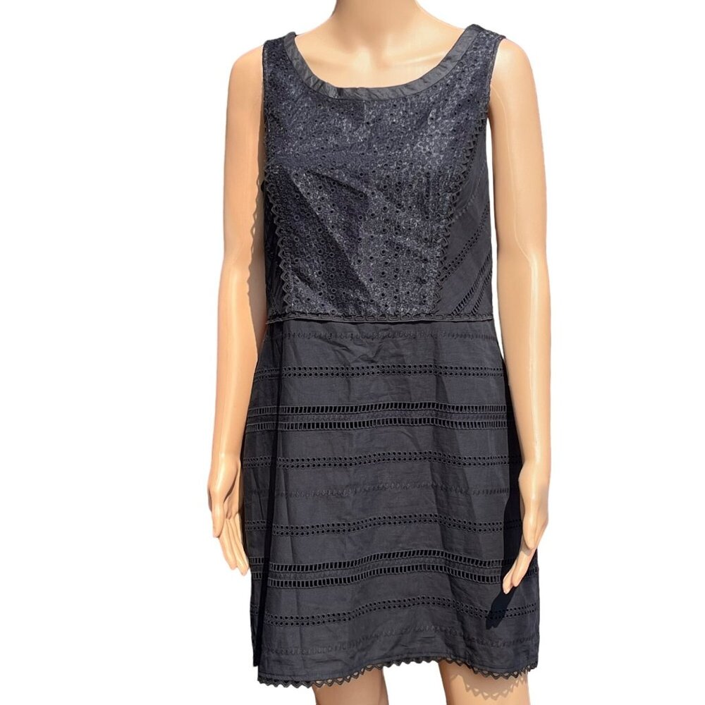 J.Crew Women's Dress Size 6‎ Black Eyelet Texture Crochet Sheath Cotton Capsule